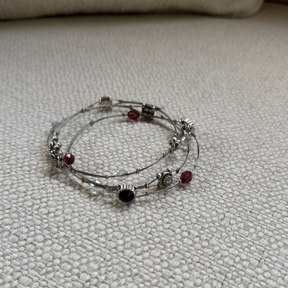 Ethereal Silver and Purple Wire-Wrapped Bracelet